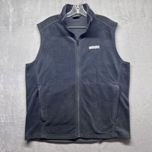 Columbia Sweater Mens Large Black Sleeveless Full Zip Fleece Mock Neck Preppy‎